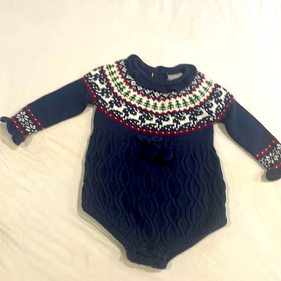 Tahari Baby Sweater Reindeer Design Onsie - Picture 1 of 4